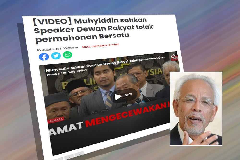 Laporan Sinar Harian pada Rabu. Gambar kecil: Shahrir