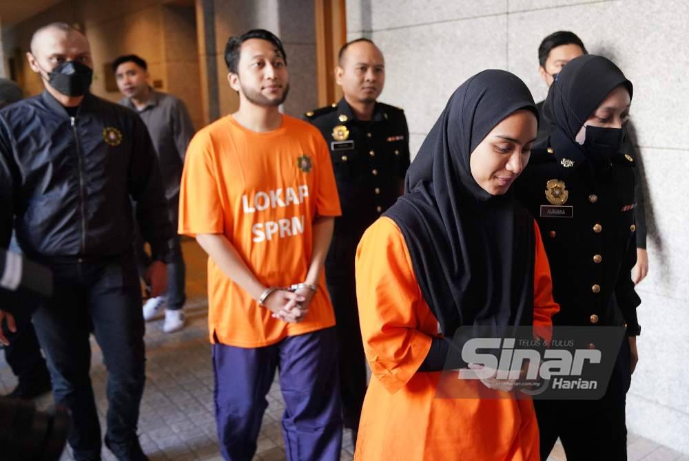 Pasangan suami isteri yang juga pempengaruh, dibawa ke Mahkamah Majistret Putrajaya pada Khamis . Foto Sinar Harian-ROSLI TALIB