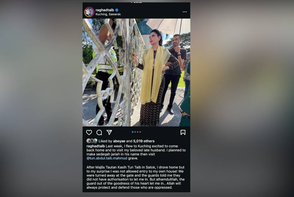 Hantaran Raghdad di Instagram berkaitan insiden dilarang masuk ke rumahnya di Kuching, Sarawak.