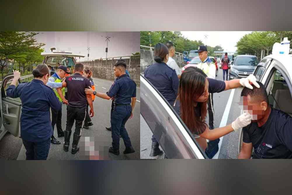 Seorang anggota polis trafik parah selepas dilanggar sebuah kereta yang dipandu seorang lelaki mabuk di Kilometer 3.6 Jalan Pantai, Johor Bahru pada Ahad