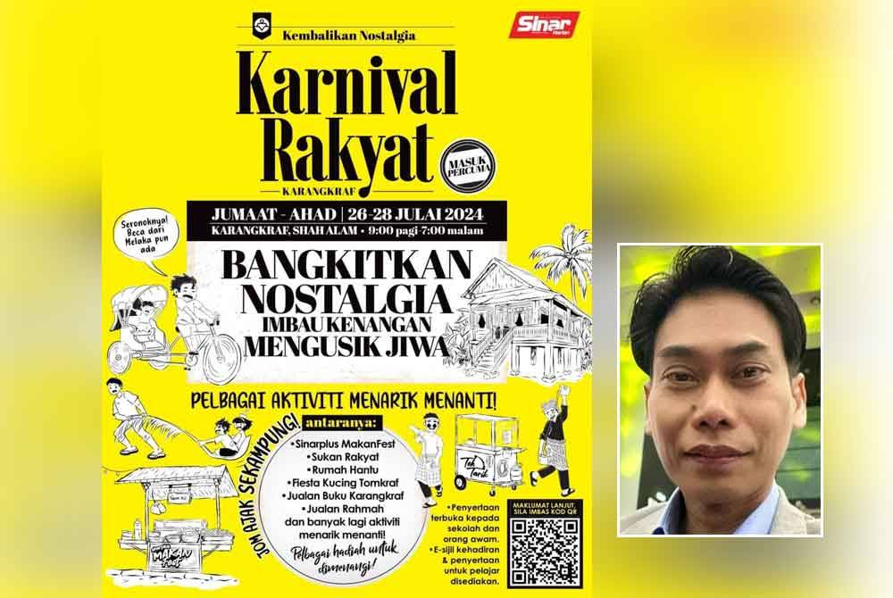 Karnival Rakyat Karangkraf 2024 bakal menemui pengunjung bermula 26 hingga 28 Julai ini. Gambar kecil: Meen Tahrin