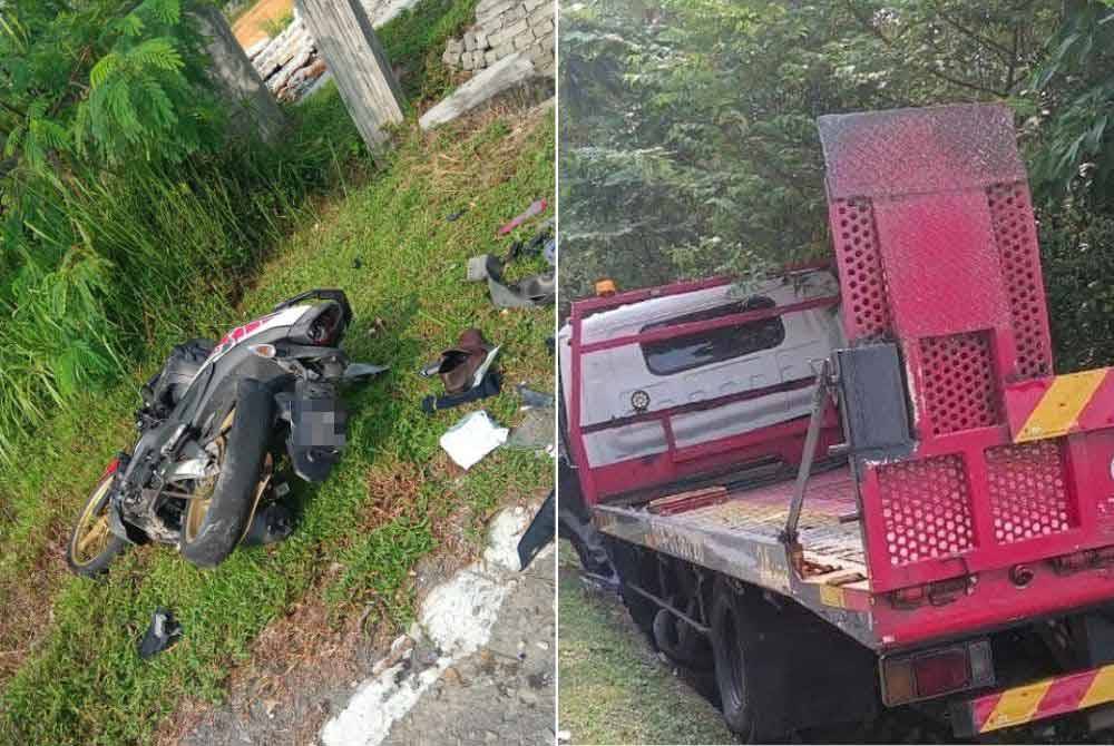 Lori dipandu hilang kawalan lalu merempuh enam kenderaan lain dalam kemalangan di Jalan Bukit Dugang pada Rabu. Foto PDRM