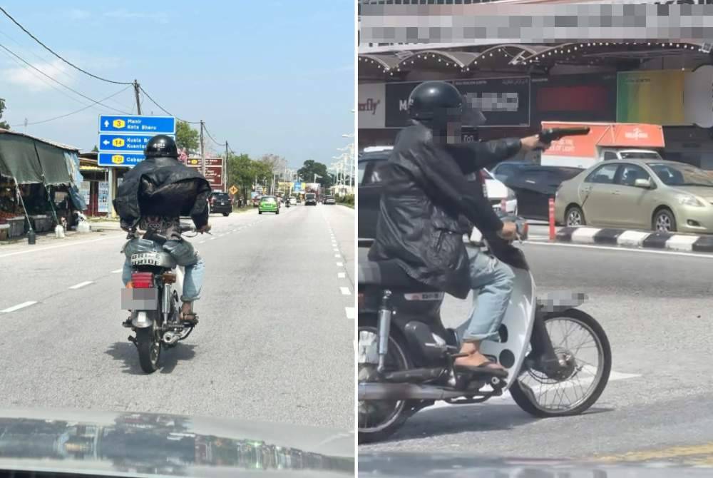 Gambar tular suspek menunggang motosikal sambil membawa sepucuk pistol mainan di sekitar daerah Kuala Terengganu.