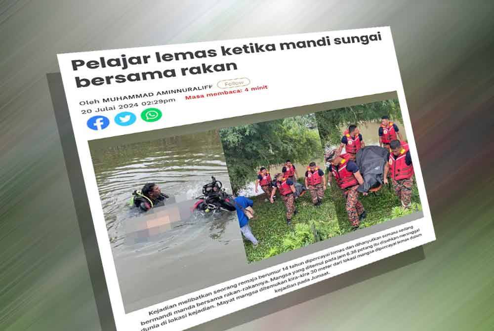 Sinar Harian sebelum ini melaporkan seorang pelajar lelaki maut akibat lemas ketika mandi di sungai Pulau Meranti di sini pada Jumaat.