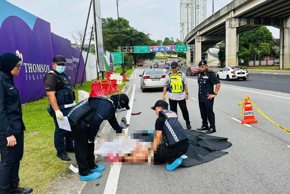 Lokasi kemalangan. - foto IPD Johor Bahru Selatan.