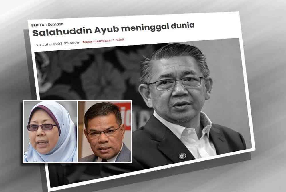 Laporan Sinar Harian pada 23 Julai tahun lalu. Gambar kecil: Fuziah, Saifuddin Nasution