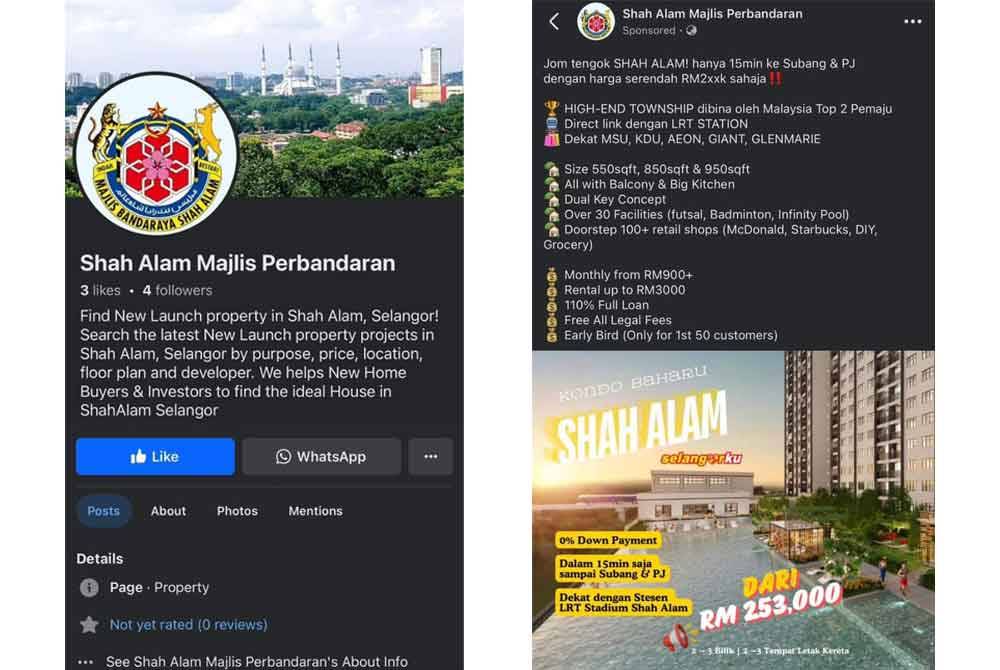 MBSA sama sekali tidak terlibat dengan sebarang iklan hartanah atau jual beli rumah di aplikasi Facebook menggunakan logo MBSA dengan nama Shah Alam Majlis Perbandaran