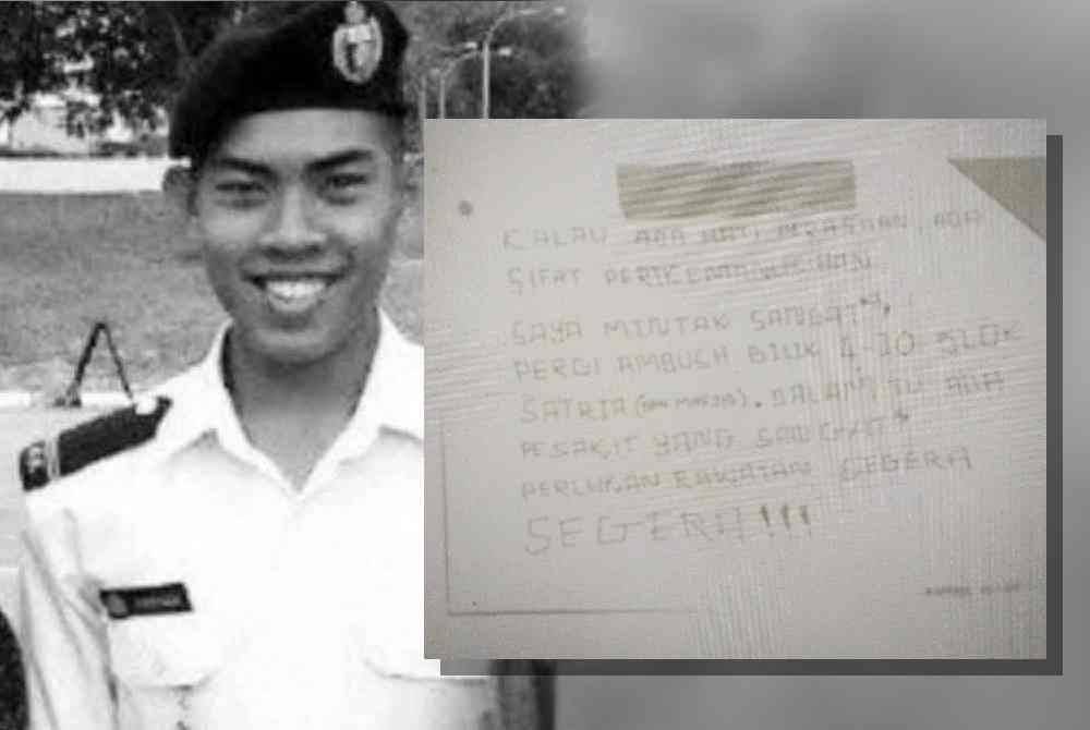 Allahyarham Zulfarhan. Surat layang yang tular di aplikasi X.