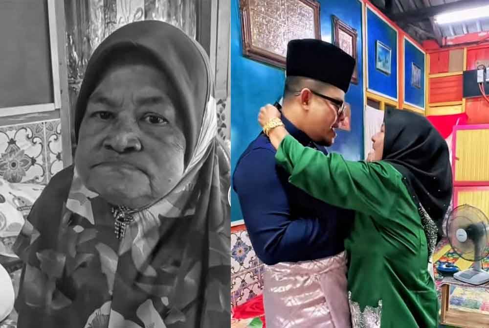 Allahyarhamah Mak Menah (kiri). Gambar kenangan Otamblurr bersama Mak Menah (kanan).