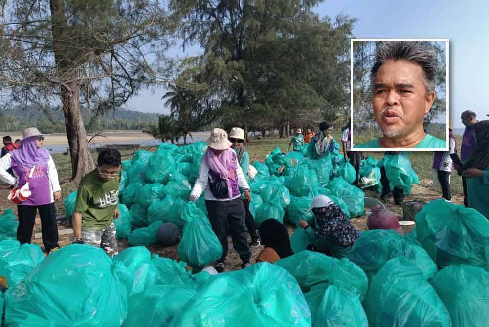 Seramai 350 peserta menyertai program CSR Wira Kesuma di Pantai Angin Berbisik di sini pada Sabtu. Gambar kecil: Zulkefli