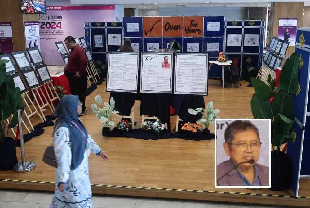 Pameran lukisan Lat turut ditampilkan sempena WCIT 2024 di Pusat Konvensyen Casuarina, Bandar Meru Raya pada Rabu. Gambar kecil: Lat