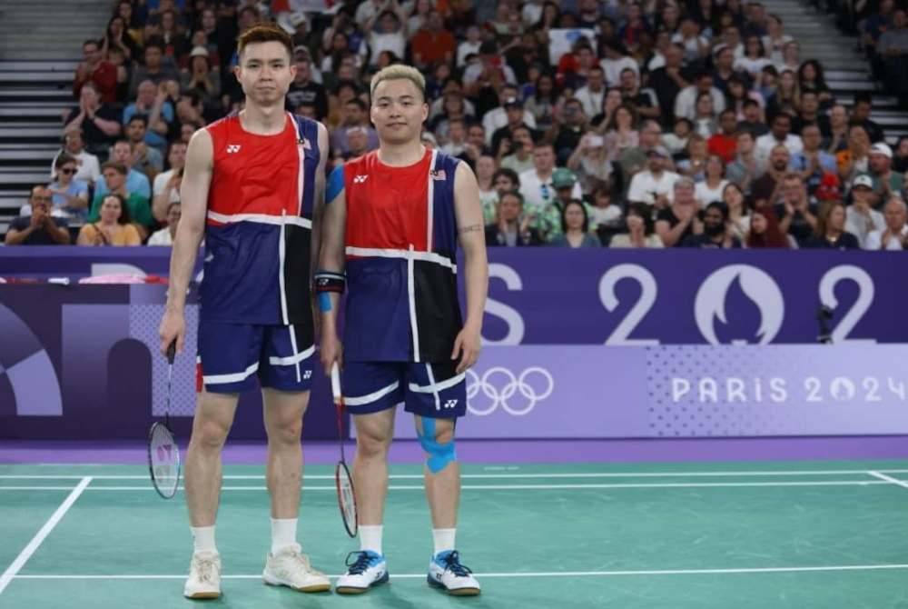 Aaron-Wooi Yik akan menentang wakil India, Rankireddy-Shetty dalam perlawanan suku akhir acara badminton Sukan Olimpik Paris 2024. Foto Majlis Olimpik Malaysia