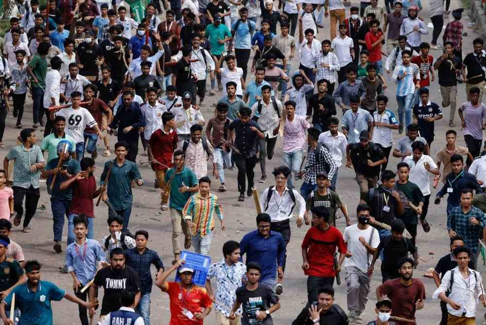 Demonstrasi yang tercetus di Bangladesh sejak 1 Julai itu menyaksikan sekurang-kurangnya 133 orang terbunuh dalam protes membantah pengenalan semula sistem kuota perkhidmatan awam. Foto REUTERS