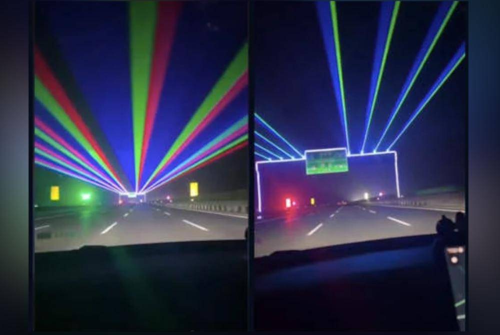 Lampu laser yang dipasang di Lebuhraya Qingdao-Yinchuan.