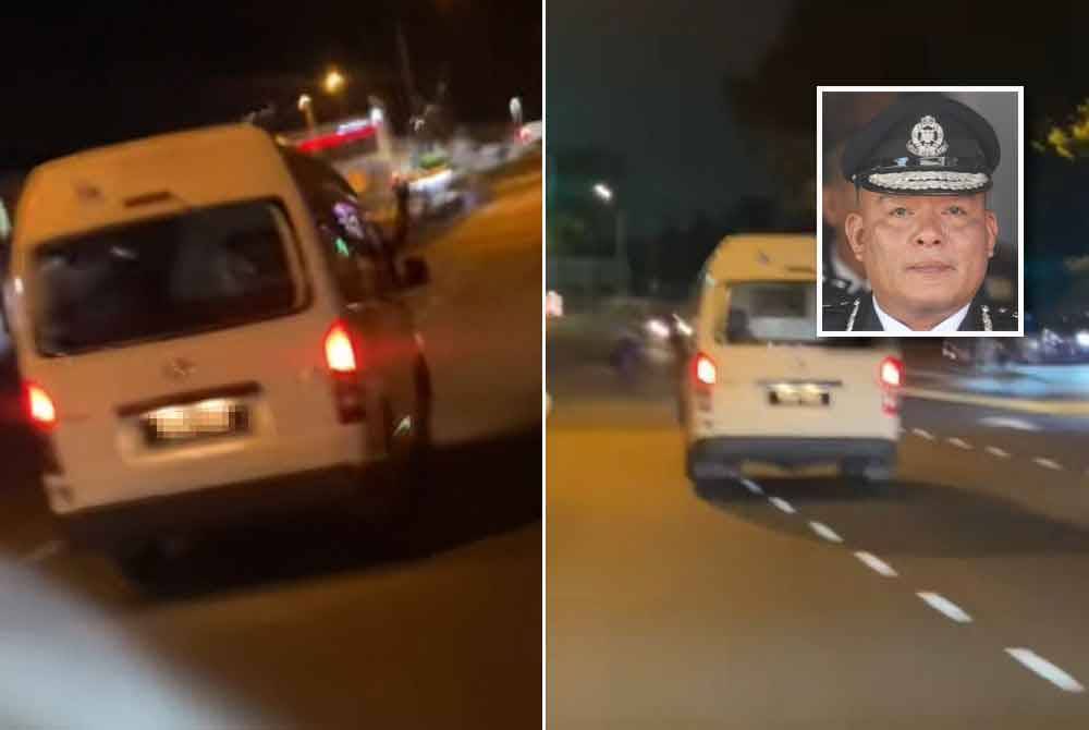 Video tular memaparkan penunggang motosikal mengejar sebuah van jenazah di Kajang. Gambar kecil: Naazron