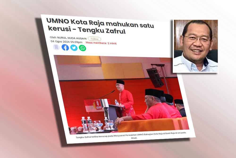 UMNO Bahagian Kota Raja sebelum ini meminta agar parti itu diberikan satu kerusi untuk ditandingi pada pilihan raya akan datang. Gambar kecil: Mohd Khairuddin