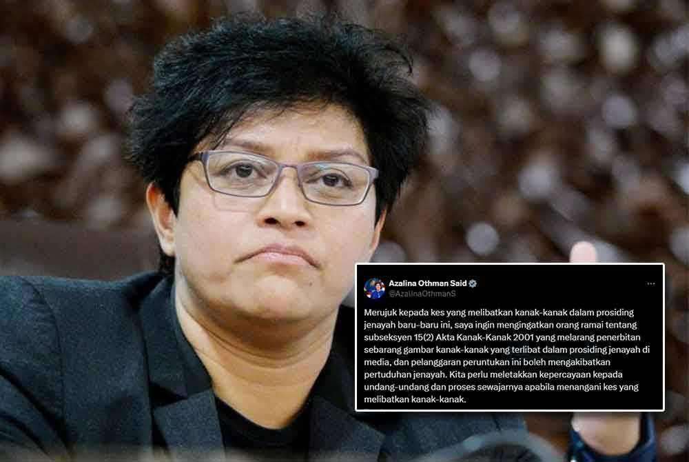 Hantaran Azalina di aplikasi X pada Jumaat.