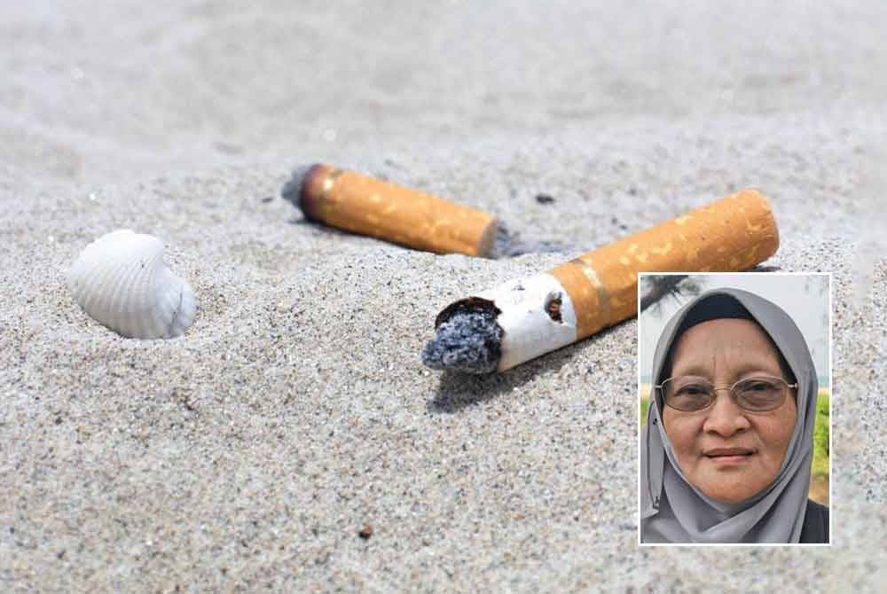 Ukuran puntung rokok hanya sekitar dua sentimeter tetapi amat berbahaya kepada alam sekitar. (Gambar kecil: Noor Zaitun)