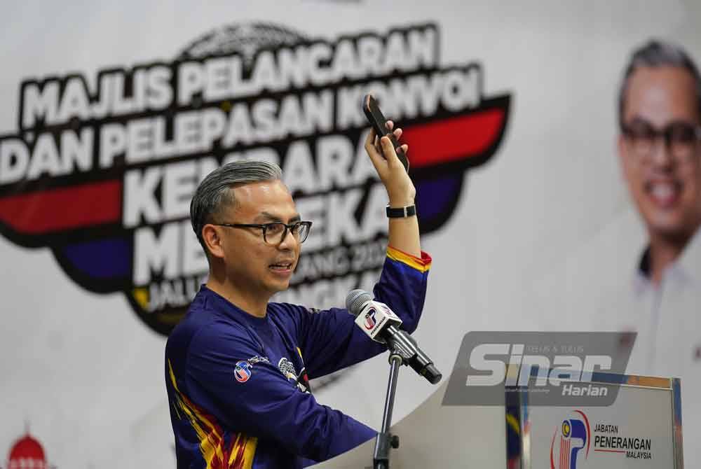 Fahmi berucap ketika Pelancaran Kembara Merdeka Jalur Gemilang 2024 di Pusat Komuniti Lembah Pantai pada Sabtu. - FOTO: SINAR HARIAN/ ROSLI TALIB