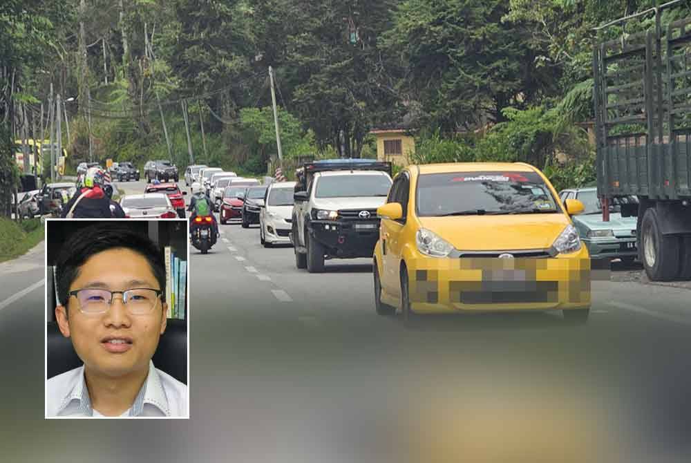 Kesesakan lalu lintas dirakam lensa Sinar Ahad di laluan dari Brinchang menghala ke Kea Farm. Gambar kecil: Chi Yang