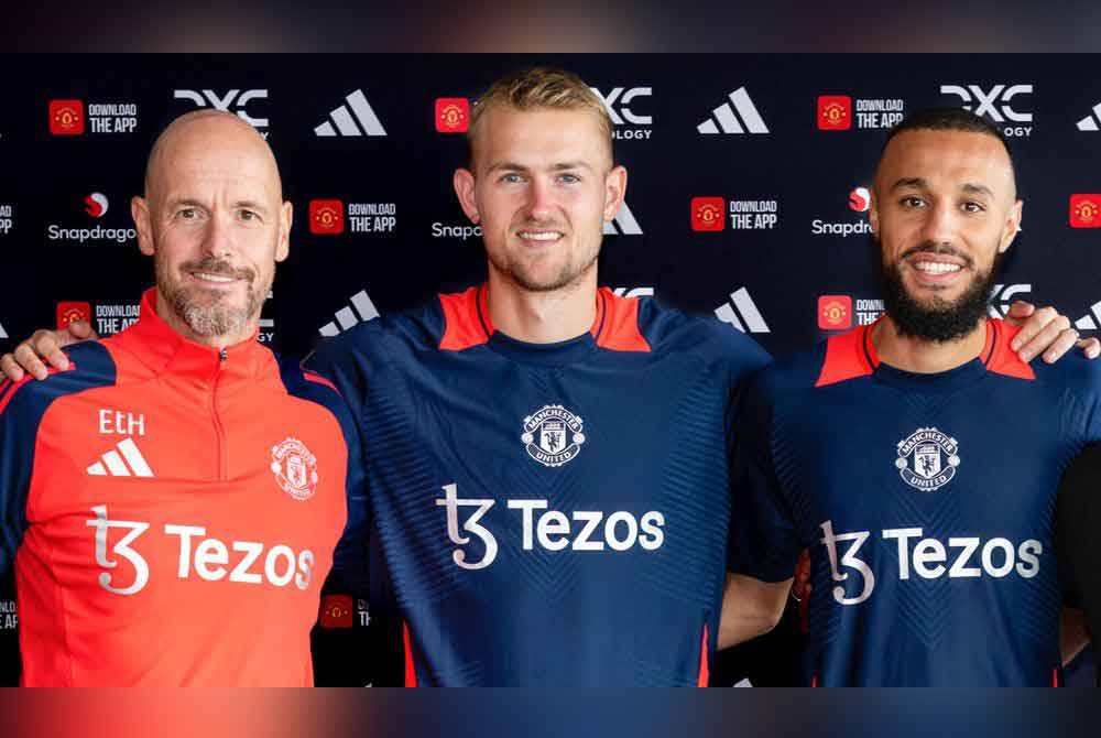 De Ligt (tengah) dan Mazraoui sah perkuat United.