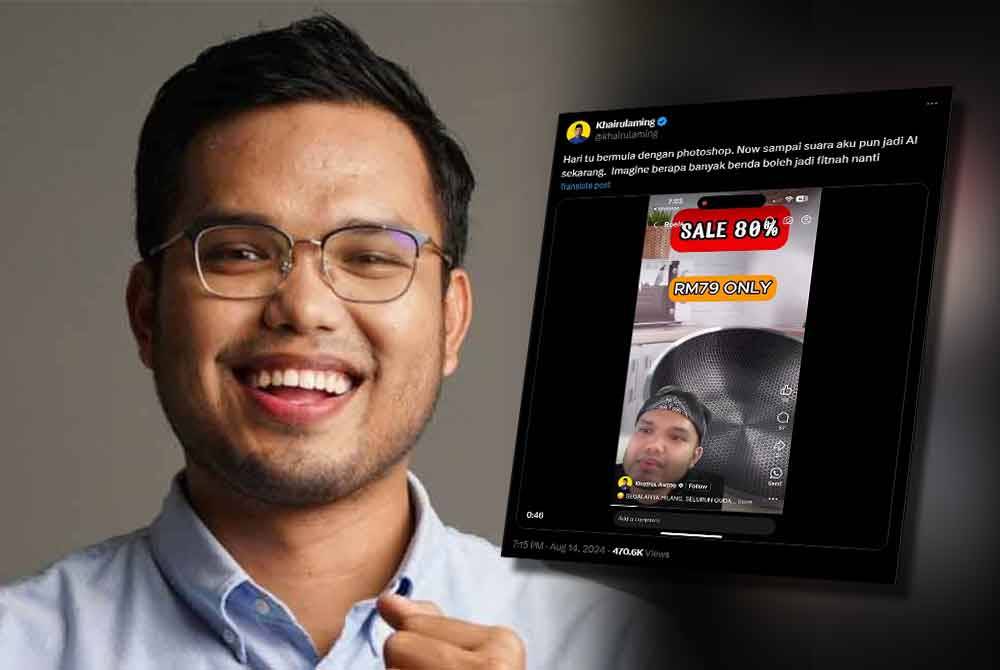 Khairul Aming mendedahkan dirinya sekali lagi menjadi mangsa aplikasi digital dipacu teknologi kepintaran buatan (AI) yang dikenali sebagai ‘deepfake’ dalam satu video baru-baru ini.