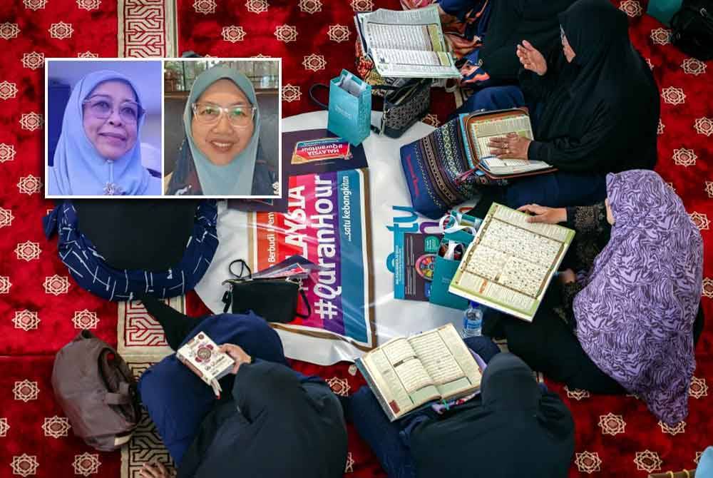 Malaysia #QuranHour 2024 merupakan salah satu usaha untuk menyebarluaskan mesej ALLAH SWT yang terdapat dalam al-Quran kepada semua lapisan masyarakat. (Gambar kecil: Aziah Zawawi & Robaatun Hadayiah)