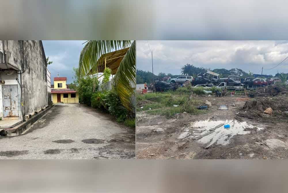 Dua lokasi kejadian di mana mangsa dikatakan diserang lima lelaki bersenjatakan parang.