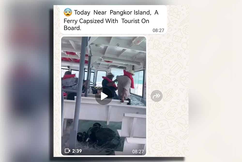 Tular di aplikasi WhatsApp kejadian feri membawa penumpang tenggelam. Foto ihsan pembaca