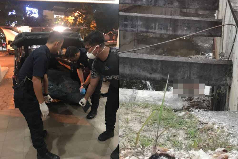 Anggota polis mengangkat satu mayat wanita yang ditemukan terapung berhampiran Perumahan Dillenia, Seksyen U11, Bukit Bandaraya, Shah Alam, Selangor pada Jumaat. Foto PDRM.