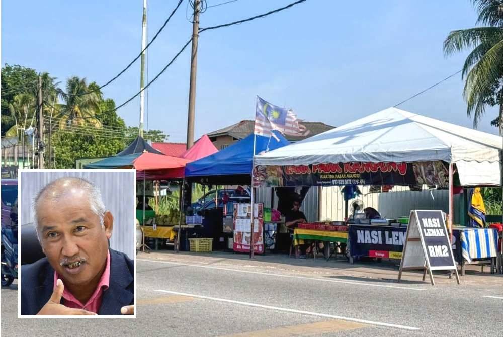 Keadaan lokasi gerai perniagaan yang dibuka berdekatan simpang tiga Pasar Manir di Kuala Terengganu. Gambar kecil: Rosli