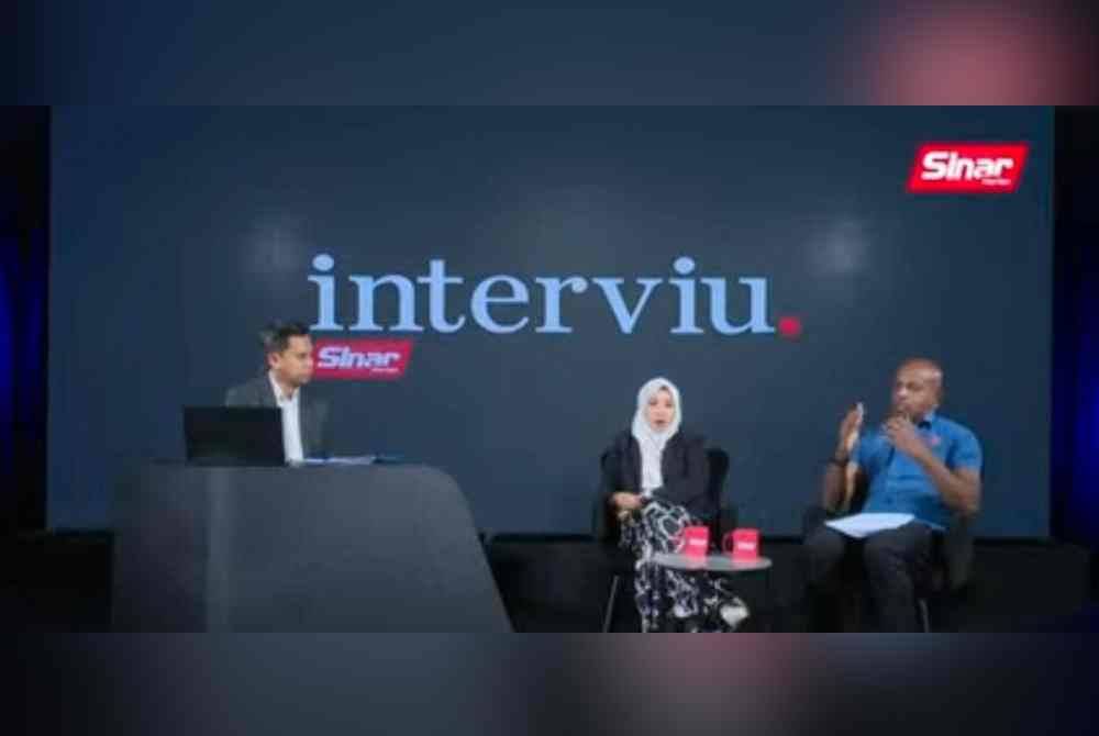 Dari kiri: Haizir, Nur Ayuni dan Sivamurugan dalam program Interviu yang disiarkan secara langsung di platform digital Sinar Harian bertajuk ‘Nenggiri: Antara dacing dan bulan’ pada Sabtu.