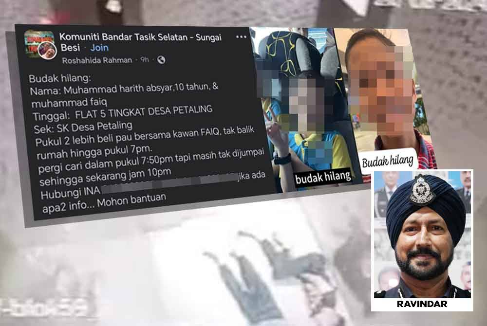 Maklumat awal kehilangan dua kanak-kanak berusia 10 dan 11 tahun itu turut dimaklum dalam grup Facebook komuniti sebelum kedua-dua mereka dijumpai selamat.