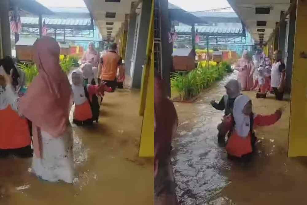 Keadaan cemas di SK Padang Jawa susulan banjir kilat melanda sekolah berkenaan pada petang Selasa.