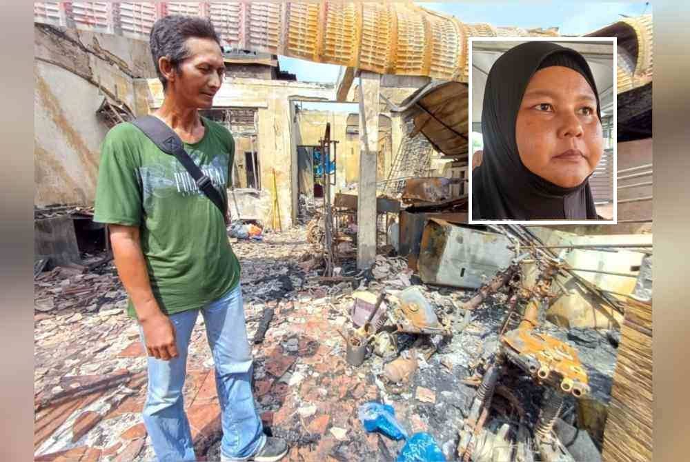 Mohd Nazmi reda dengan kejadian menimpa keluarganya selepas rumah sewanya musnah dalam satu kebakaran membabitkan tiga rumah pada 15 Ogos lalu. Gambar kecil: Nur Fateha