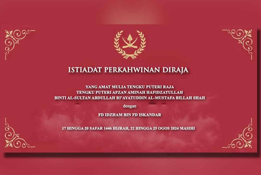 Istiadat Perkahwinan Diraja Tengku Puteri Afzan dan pasangannya berlangsung selama tiga hari.