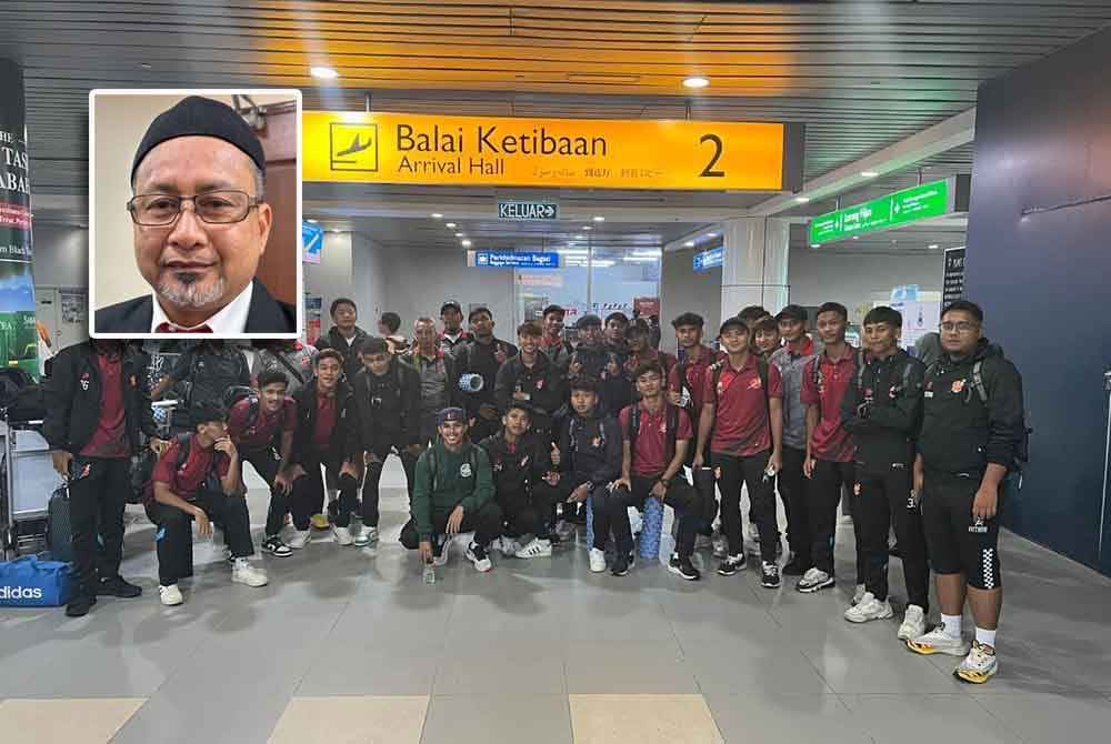 Pasukan bola sepak Sukma Kelantan yang beraksi di Sarawak ketika ini. Gambar kecil: Zamakhshari