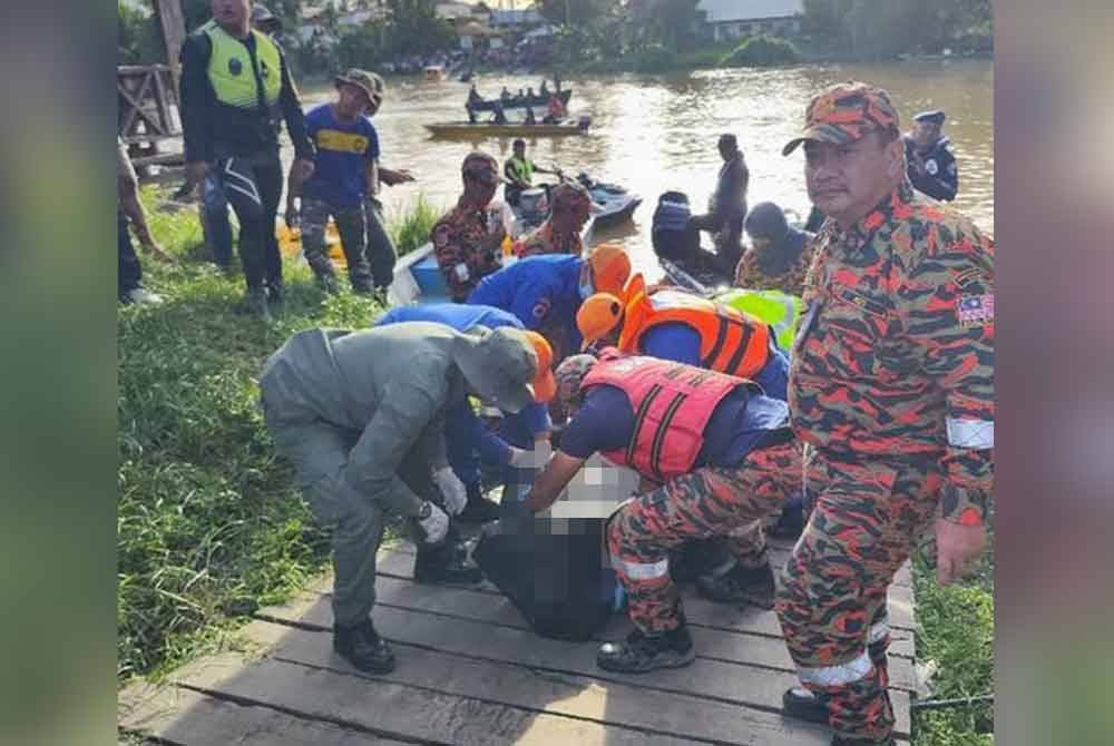 Mayat Helena Fasha Petrus, 17, dijumpai terapung lebih kurang 1 km dari Pos Kawalan Bomba dan Penyelamat di Kampung Selampit, berdekatan sungai itu. Foto JBPM