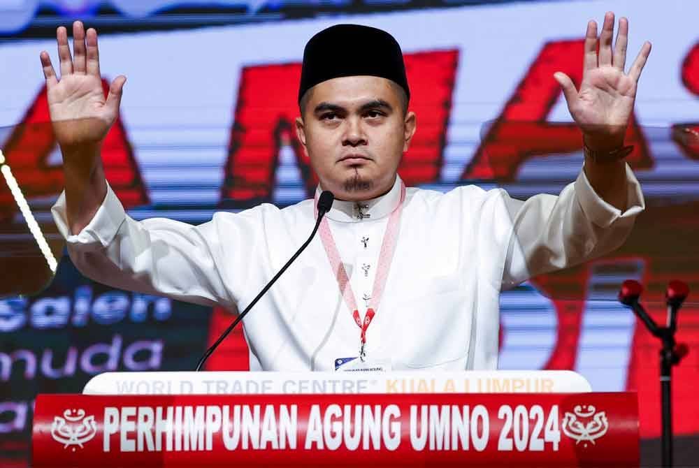 Dr Akmal Saleh ketika berucap pada Perhimpunan Agung Pergerakan Pemuda UMNO sempena Perhimpunan Agung UMNO 2024 di Pusat Dagangan Dunia (WTC) pada Khamis. Foto Bernama