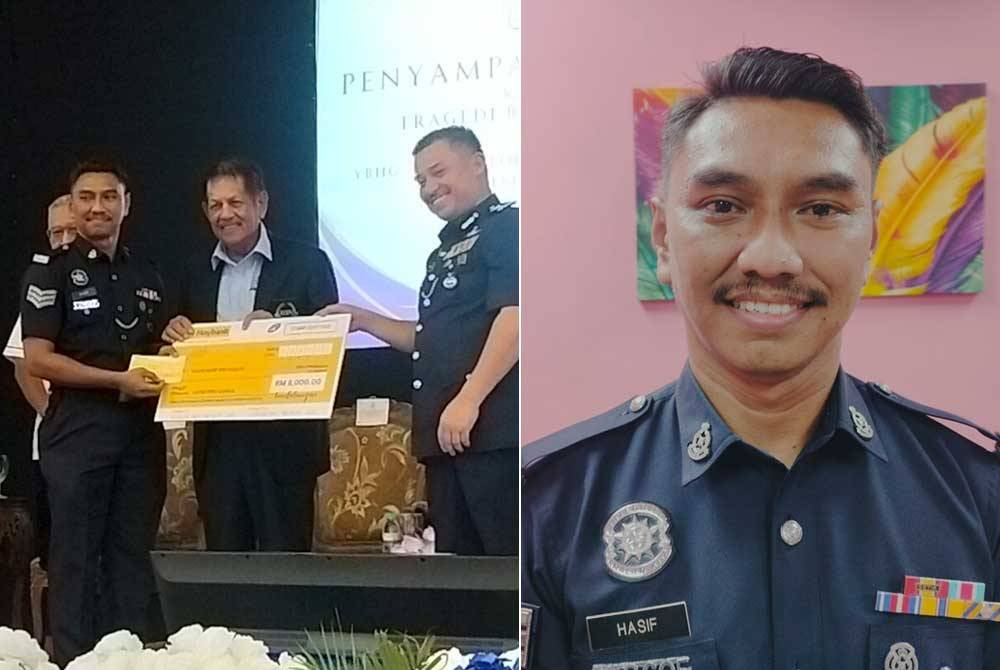 Afandi menyampaikan sumbangan Respa kepada Mohd Hasif di IPD Kota Tinggi pada Khamis.