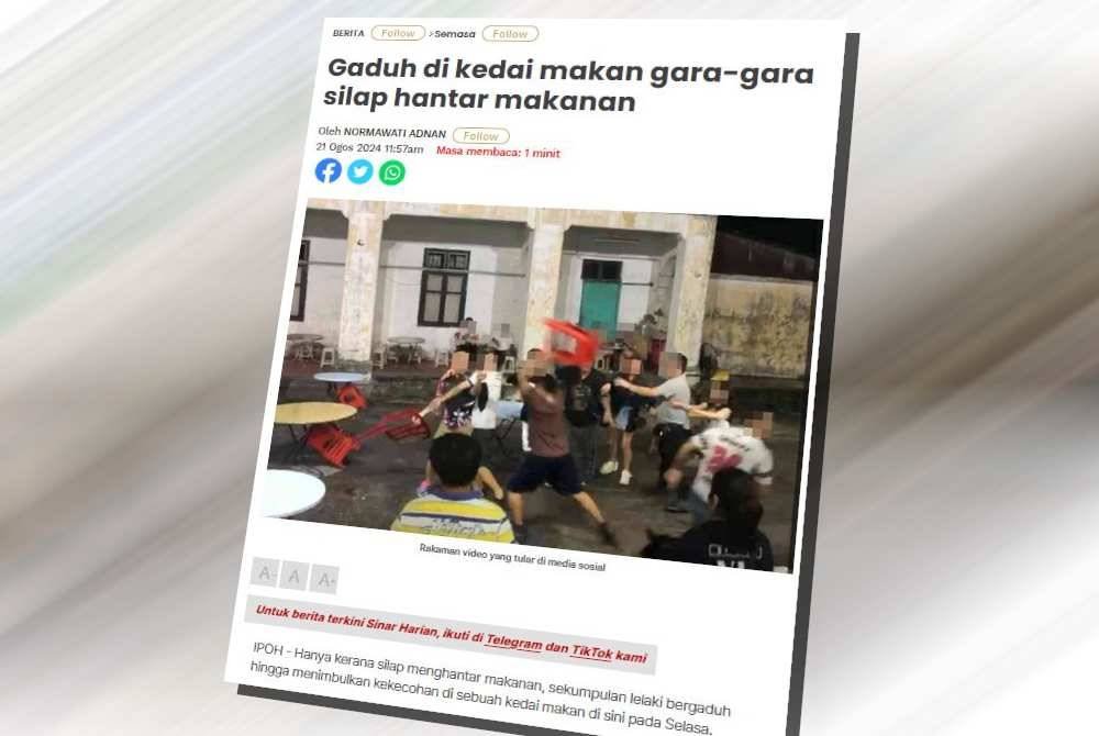 Laporan Sinar Harian pada Rabu.