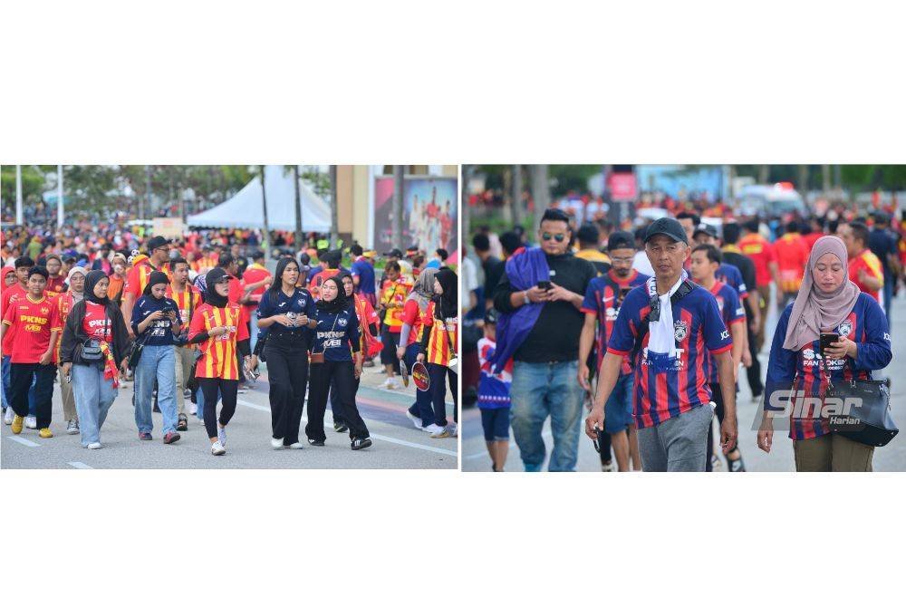 Penyokong Selangor FC dan JDT mula bergerak menuju ke pintu masuk Stadium Nasional Bukit Jalil bagi menyaksikan perlawanan Piala FA malam ini. Foto SINAR HARIAN/ASRIL ASWANDI SHUKOR