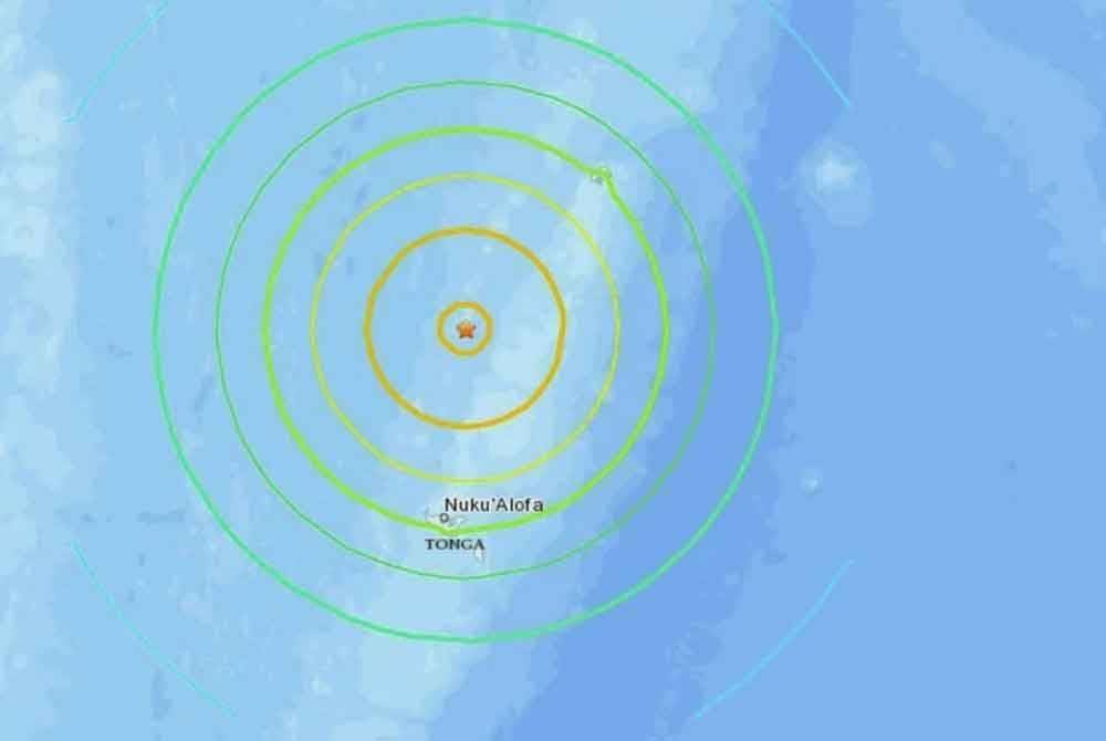 Gempa bumi berukuran 6.9 skala Richter menggegarkan 72 km barat Pangai, Tonga - Foto: USGS