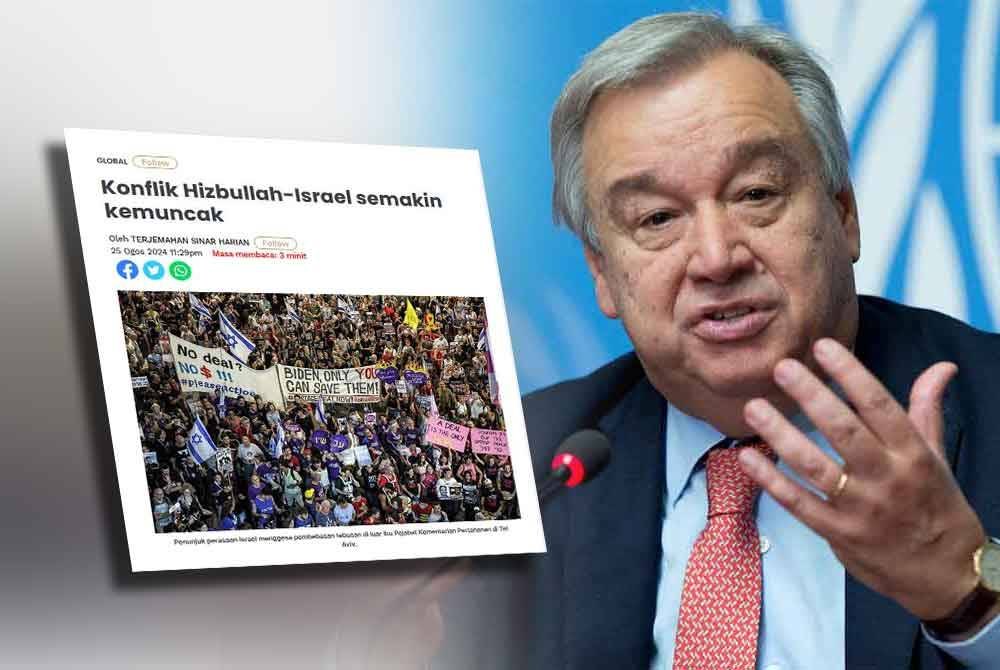 Laporan Sinar Harian (kiri), Antonio Guterres