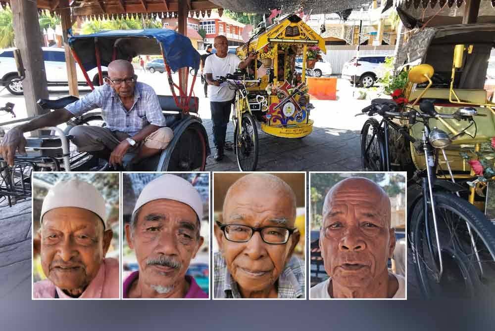 Abdullah (kiri) dan Mamat ketika menunggu pelanggan di Pasar Payang, Kuala Terengganu. Gambar kecil dari kiri: Abdul Wahab, Mohd Nasir, AbdullahMamat,