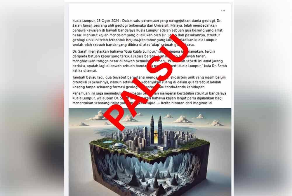 UM menafikan artikel yang dikatakan ditulis oleh ahli geologinya bernama Dr Sarah Jamal.