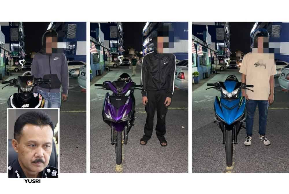 Tiga penunggang motosikal ditahan selepas dikesan melakukan aksi samseng jalanan di Lebuhraya Kuala Lumpur-Seremban pada Khamis. 