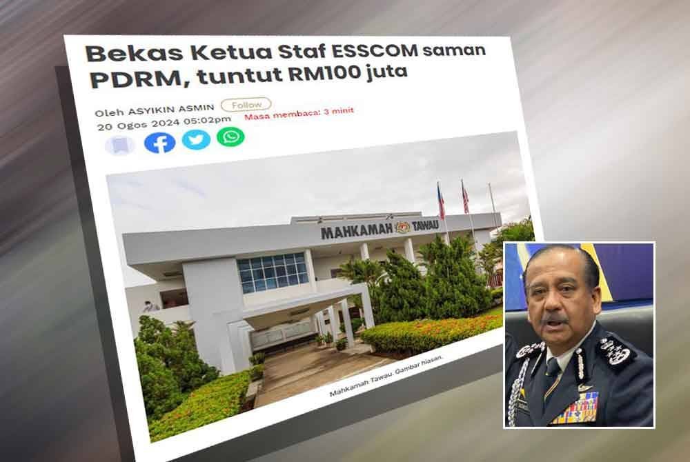 Sebelum ini bekas pegawai Ketua Staf Perisikan Eastern Sabah Security Command (ESSCOM) Senior Asisten Komisioner (B) Datuk Mat Zaki Md Zain bersama tiga anggota lain telah memfailkan writ saman dan tuntutan ganti rugi bernilai RM100 juta kepada Polis Diraja Malaysia (PDRM). Gambar kecil: Razarudin