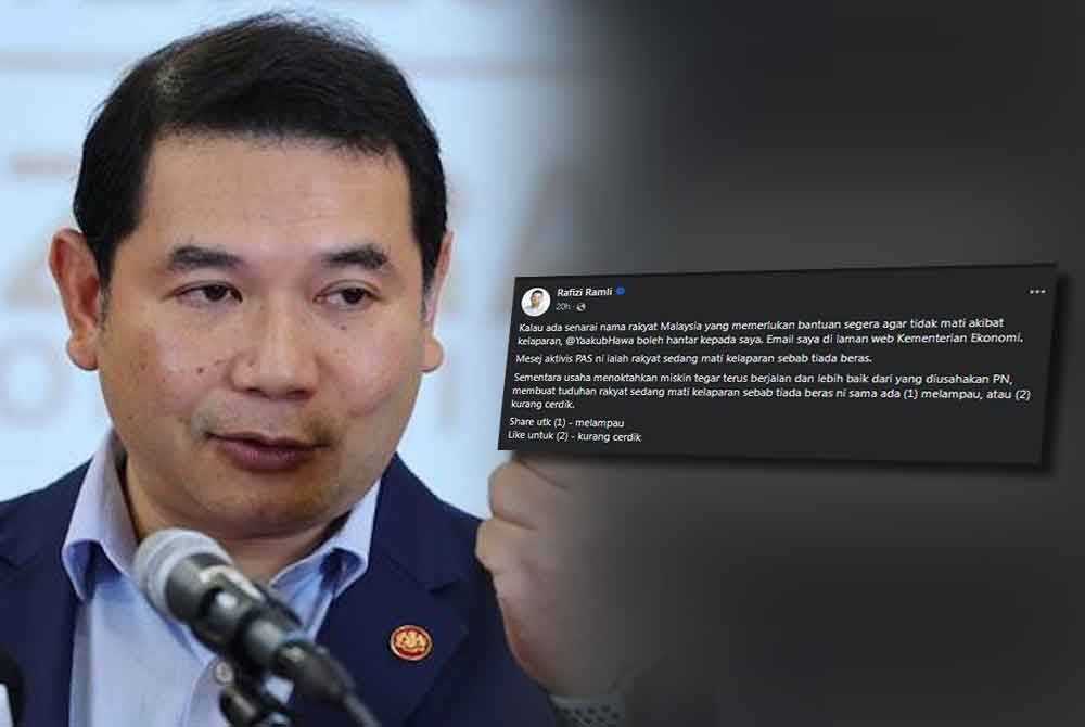 Rafizi (kiri), Tangkap layar hantaran Rafizi di Facebook pada Khamis.