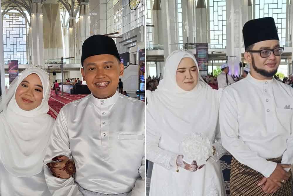 Muhammad Anas Rahim, 25 dan isterinya, Zawanah Zahid, 25. Gambar kanan: Syed Mohd Azlan Shah bersama isterinya.